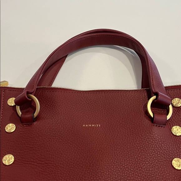 New HAMMITT Daniel Medium Pomodoro Leather Gold Studded SatchelBag MISSING STRAP - Picture 16 of 16
